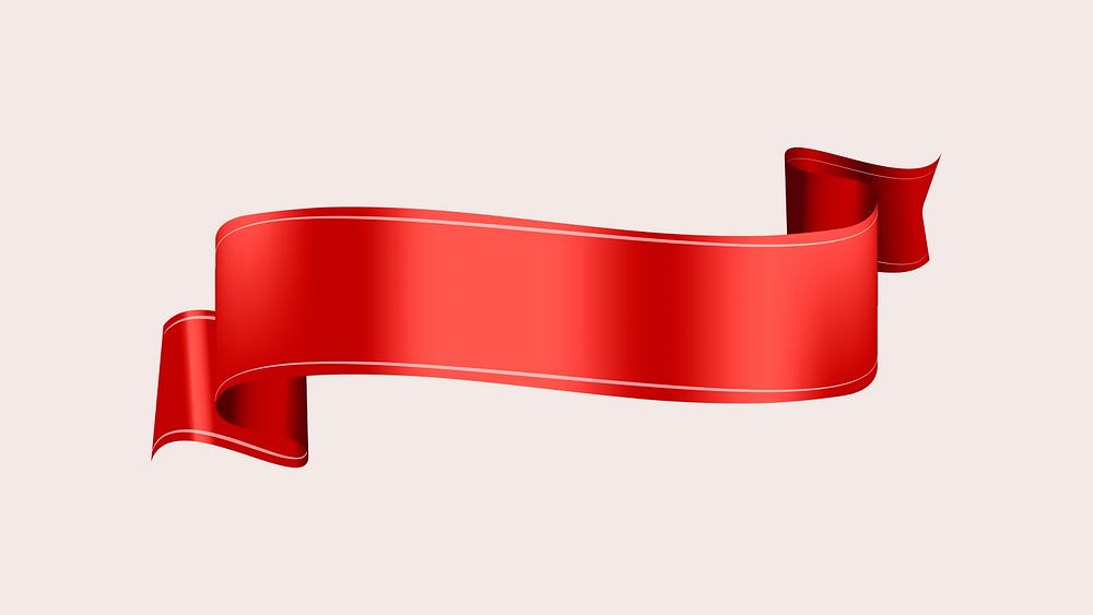 Ribbon banner psd art, red realistic label design