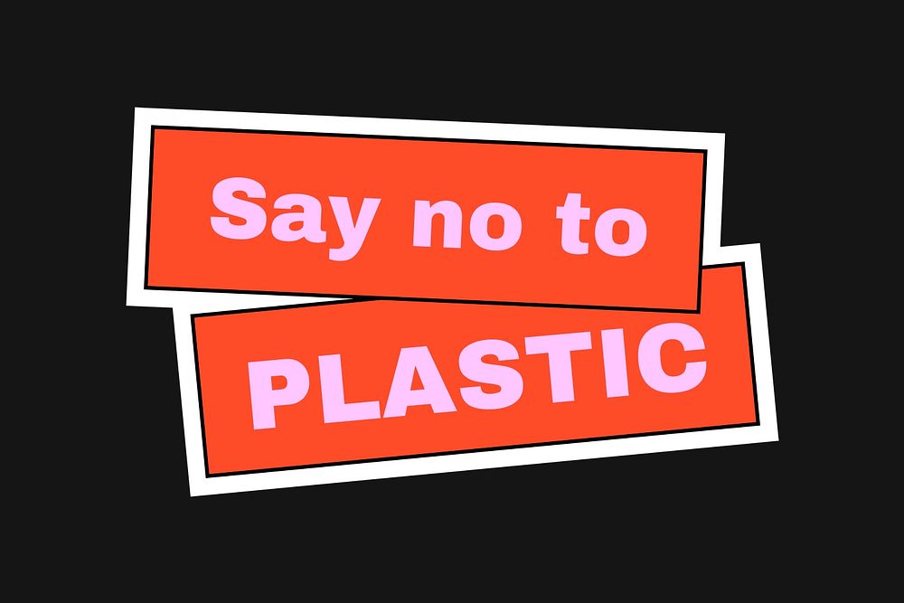 Eco friendly sticker psd illustration with say no to plastic text, zero waste 
