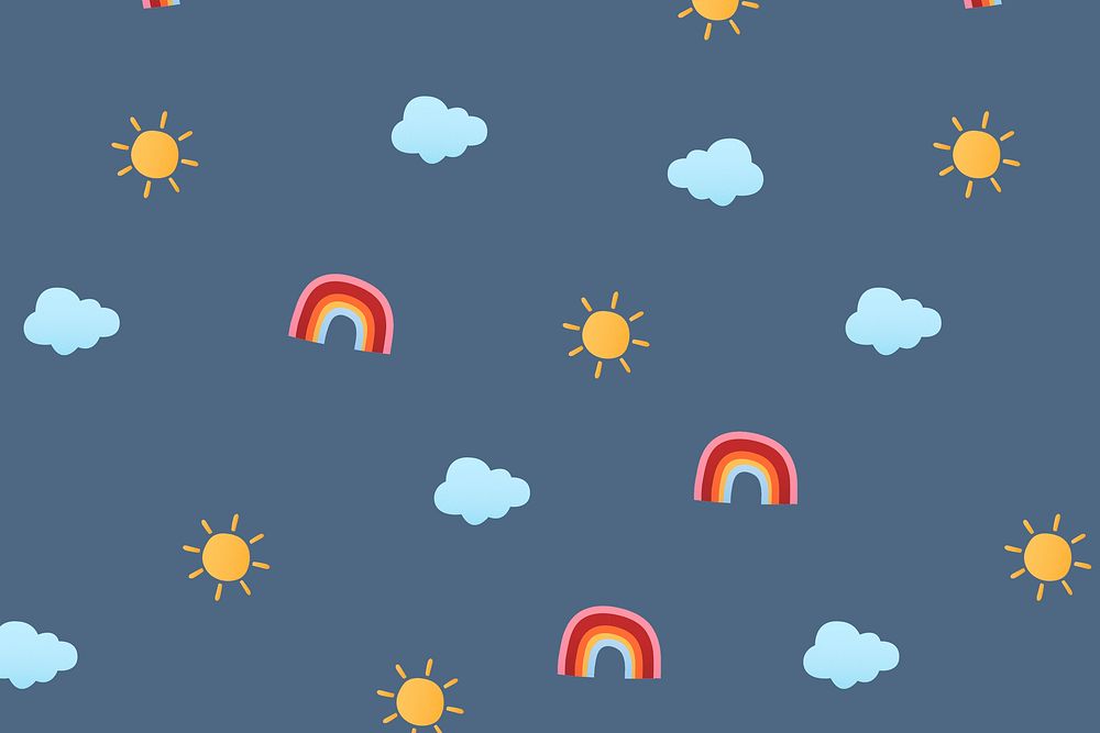 Cute weather pattern background wallpaper, weather psd illustration