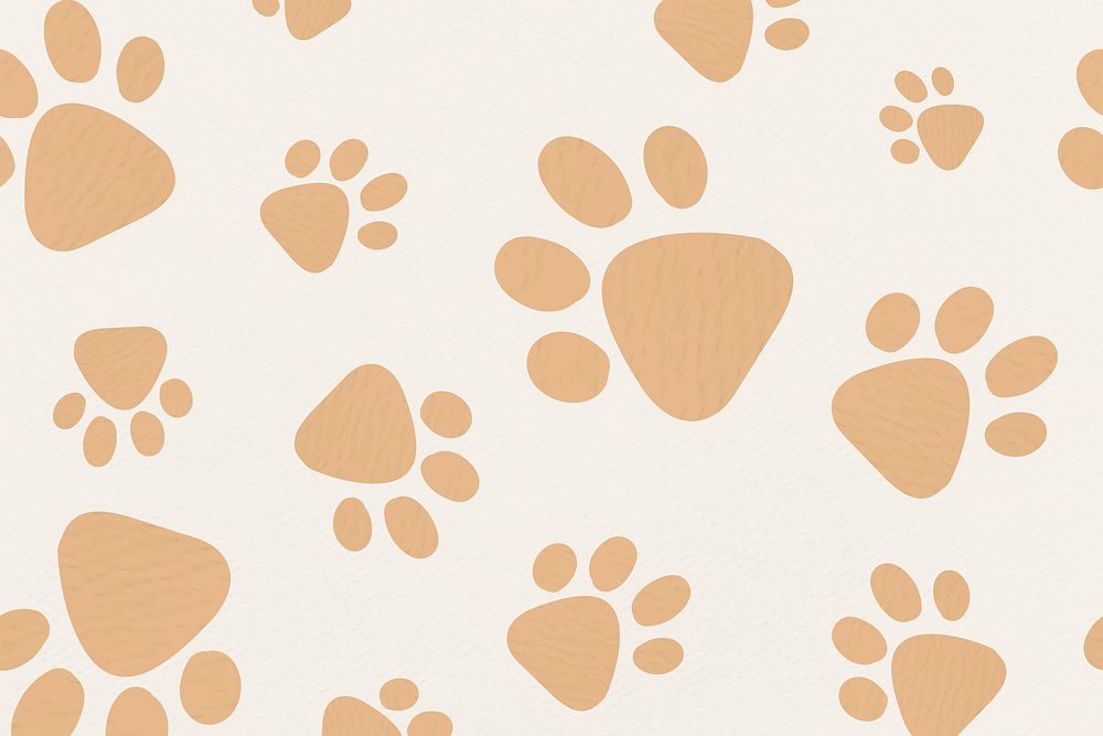 Cute animal pattern background wallpaper, paw print psd illustration