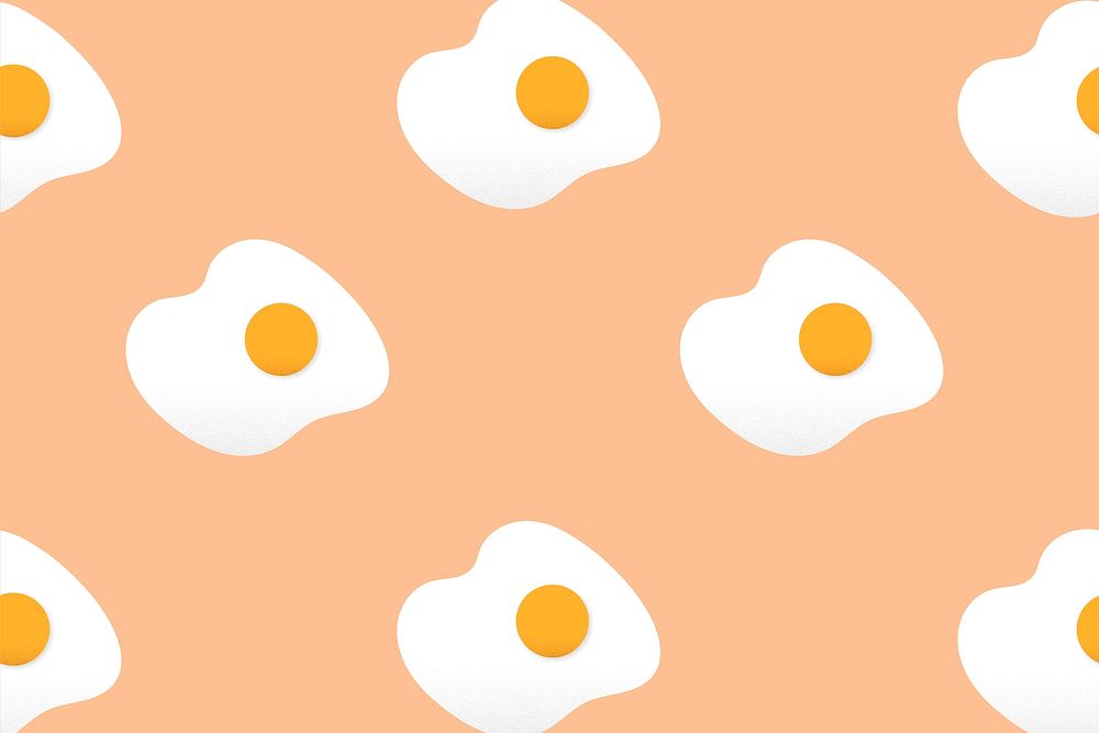 Cute food pattern background wallpaper, fried egg illustration