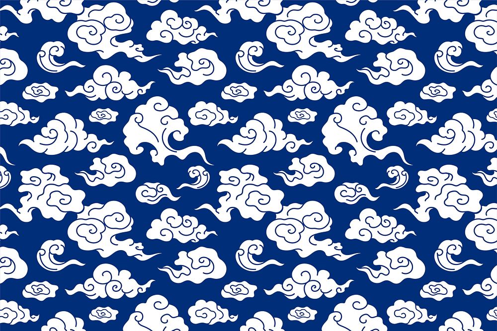 Blue cloud background, Chinese oriental pattern illustration vector