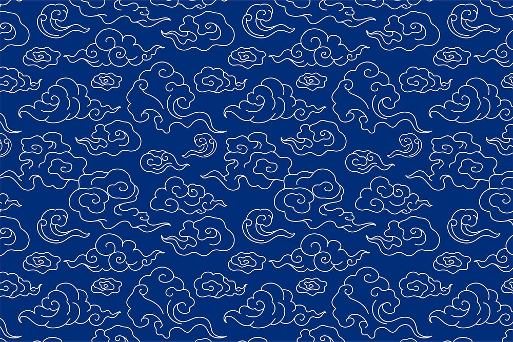Chinese blue background, cloud pattern illustration vector