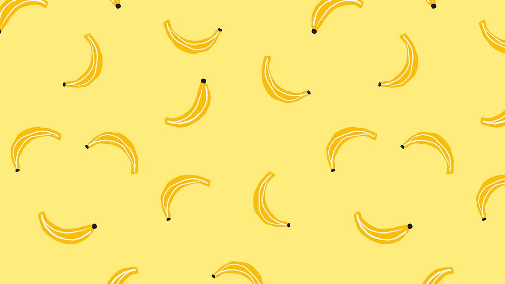 Banana desktop wallpaper, HD background vector, cute yellow doodle