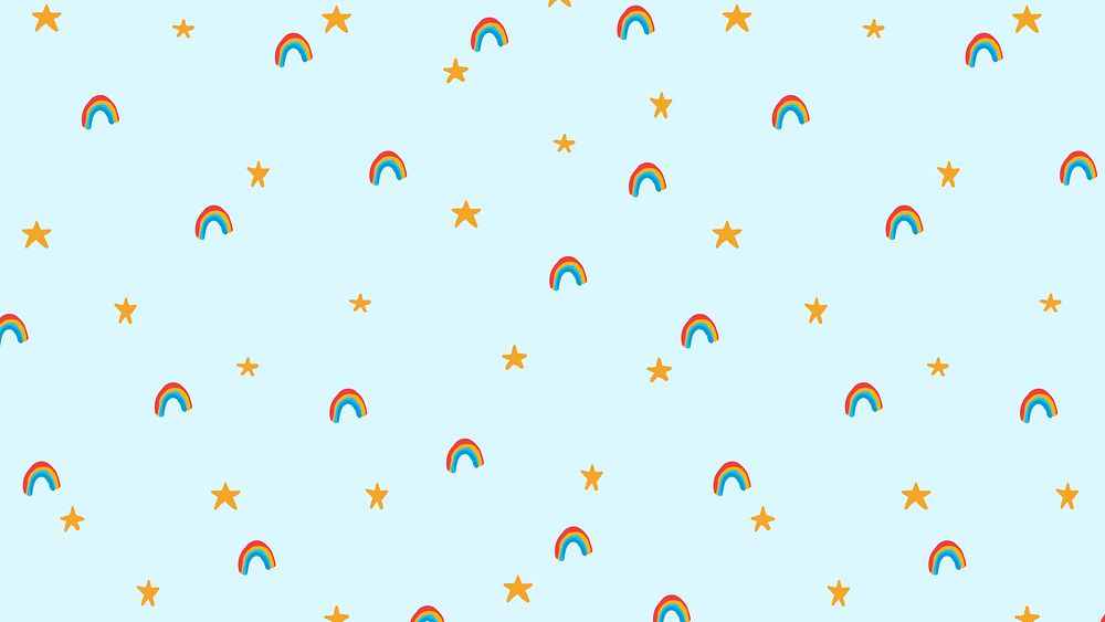 Rainbow pattern desktop wallpaper vector, cute doodle background