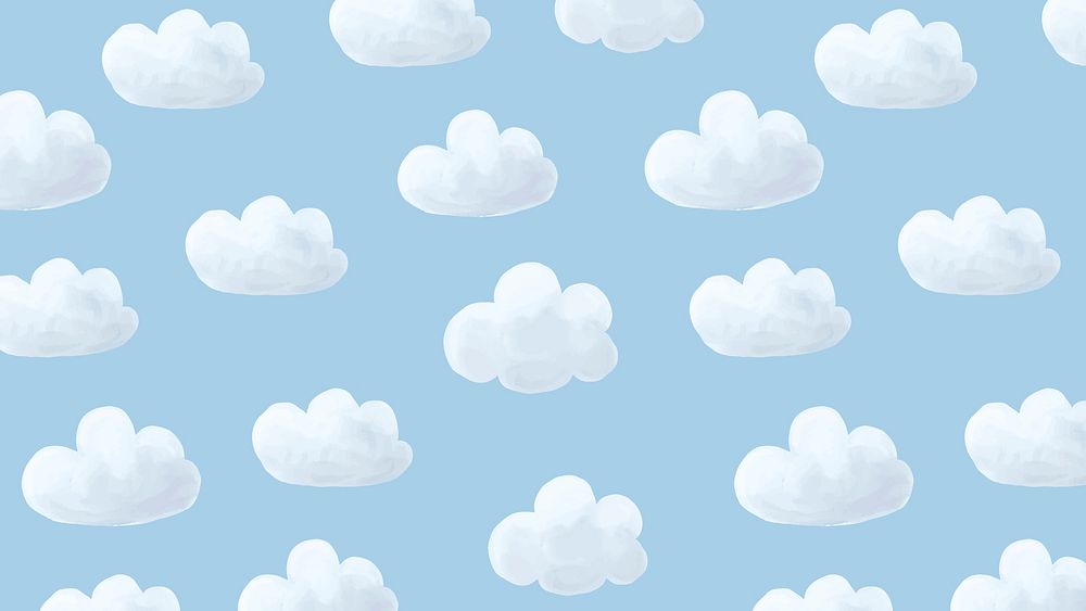 Cloud pattern desktop wallpaper, cute blue background