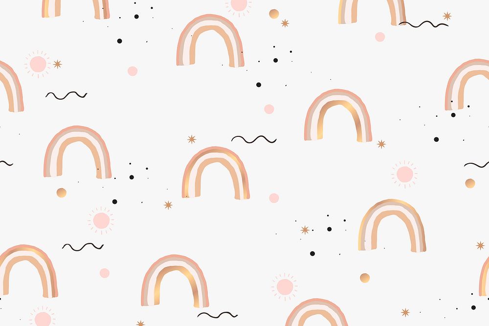 Rainbow background vector, cute desktop wallpaper