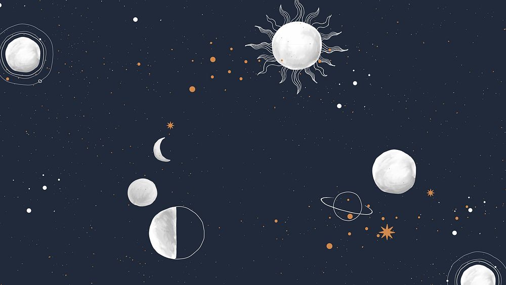 Galaxy wallpaper vector, cute space doodle background