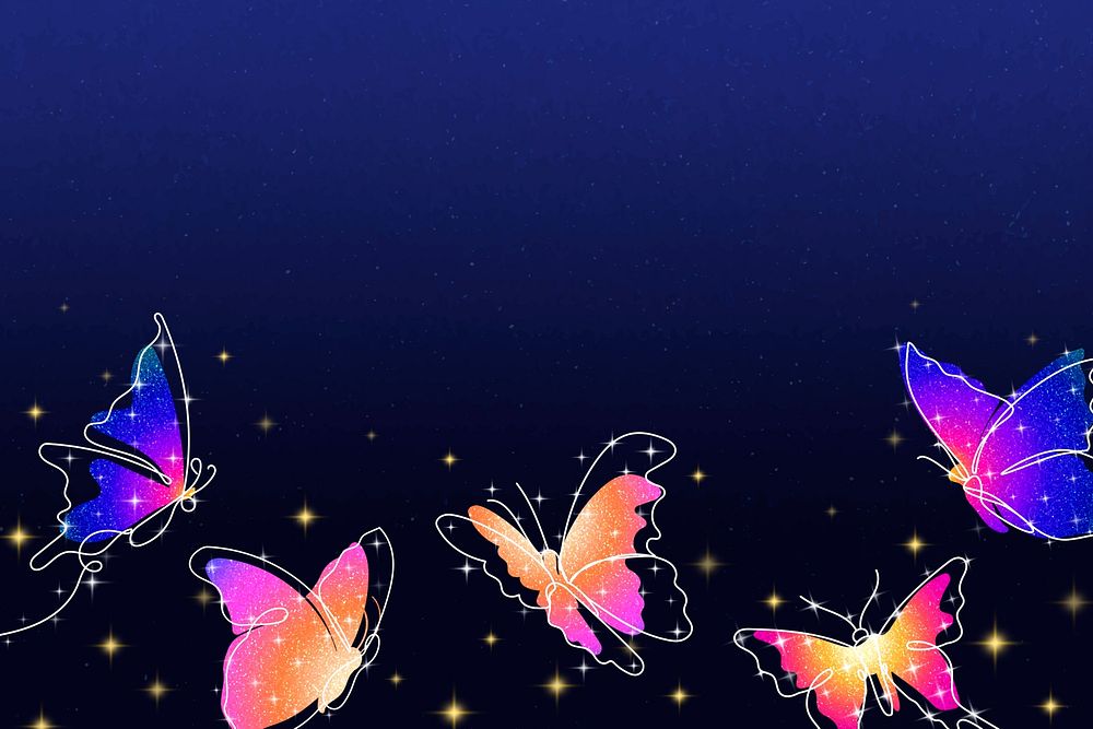 Sparkly butterfly background, aesthetic violet border, psd animal illustration