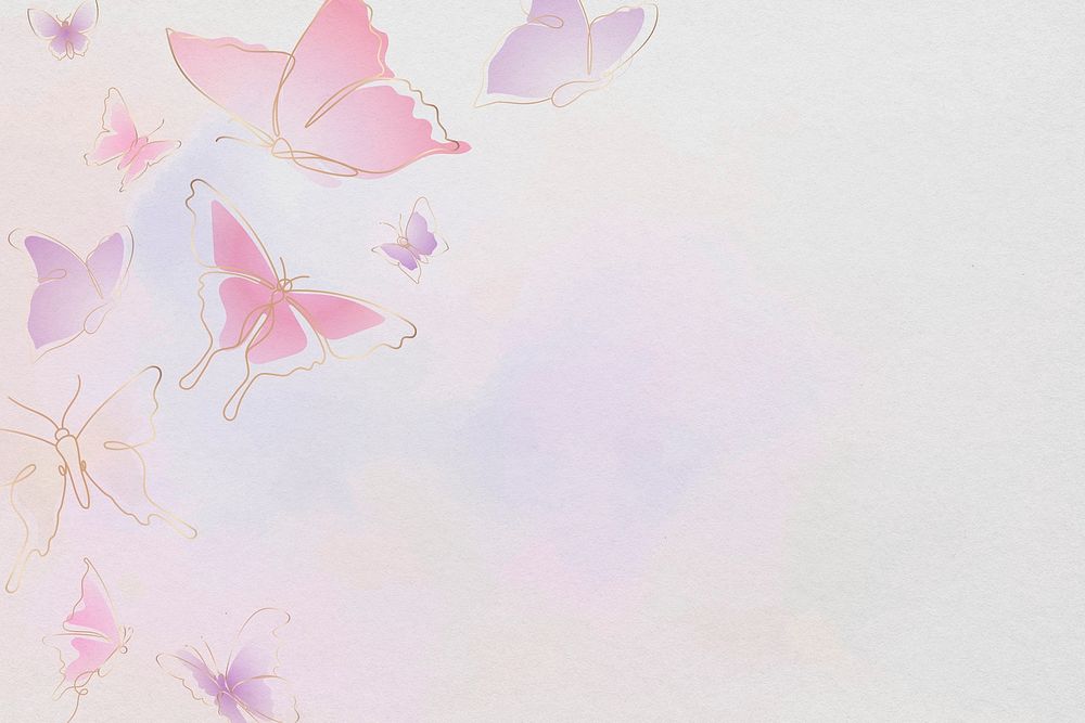 Feminine butterfly background, pink border, psd animal illustration