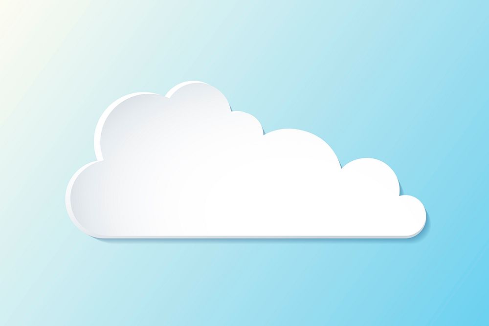 3D cloud element, cute weather clipart vector on gradient blue background