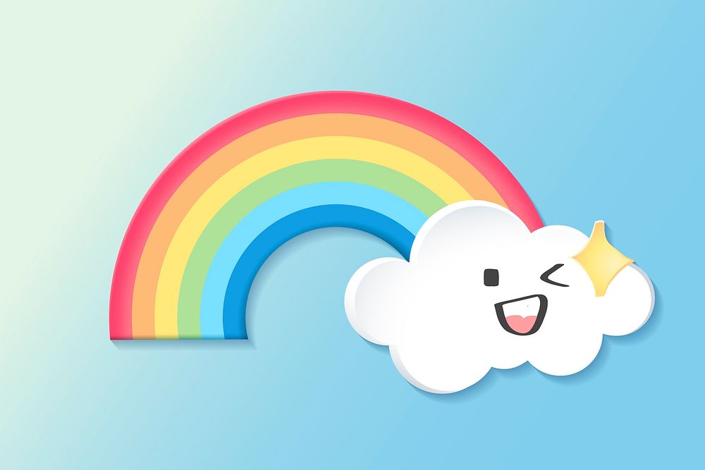 Rainbow illustration, 3d design, gradient background