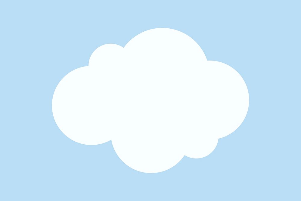 Cloud graphic, flat design on pastel blue background