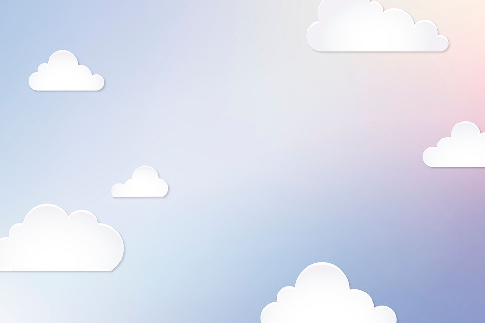 Cloud background, pastel paper cut style psd