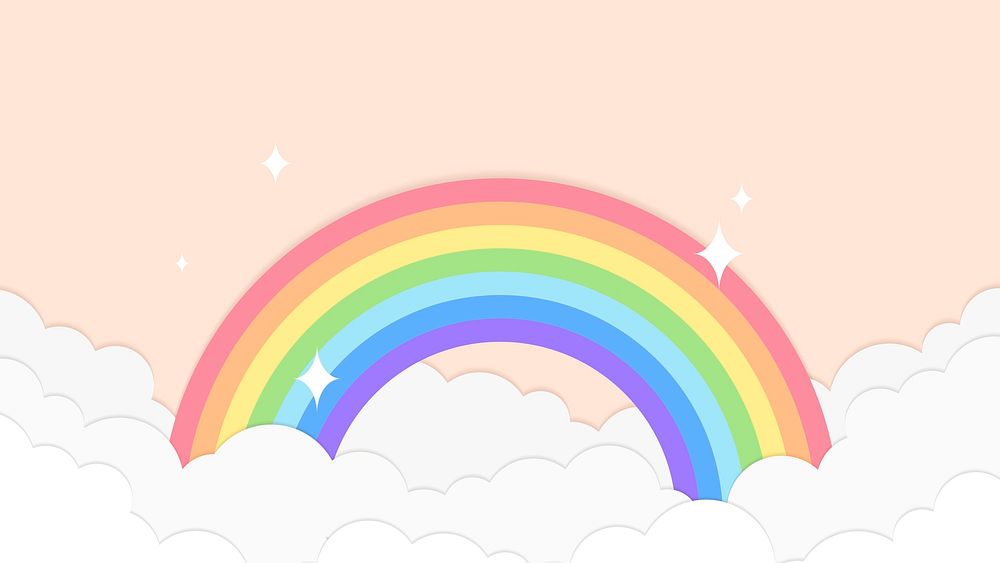 Rainbow desktop wallpaper, pastel paper craft HD background