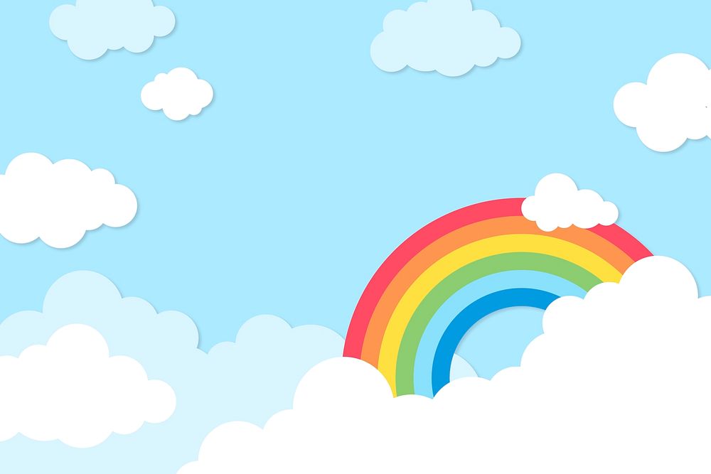 Rainbow background, pastel paper cut design psd