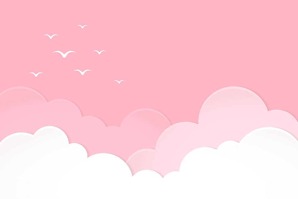Pink sky background, paper cut design vector