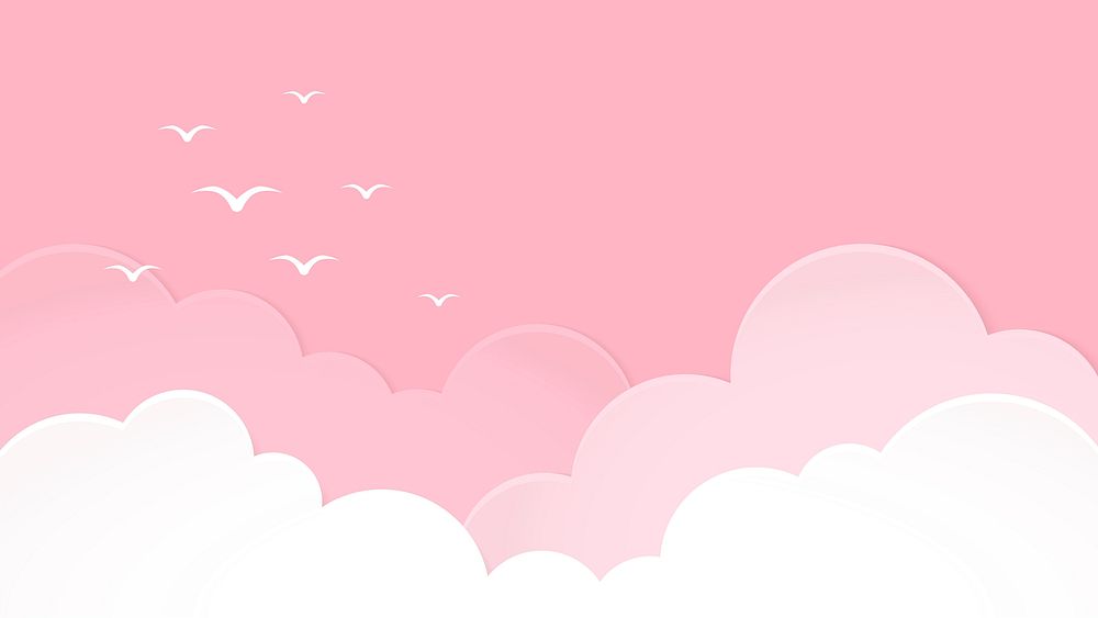 Pink sky wallpaper, paper craft HD background vector