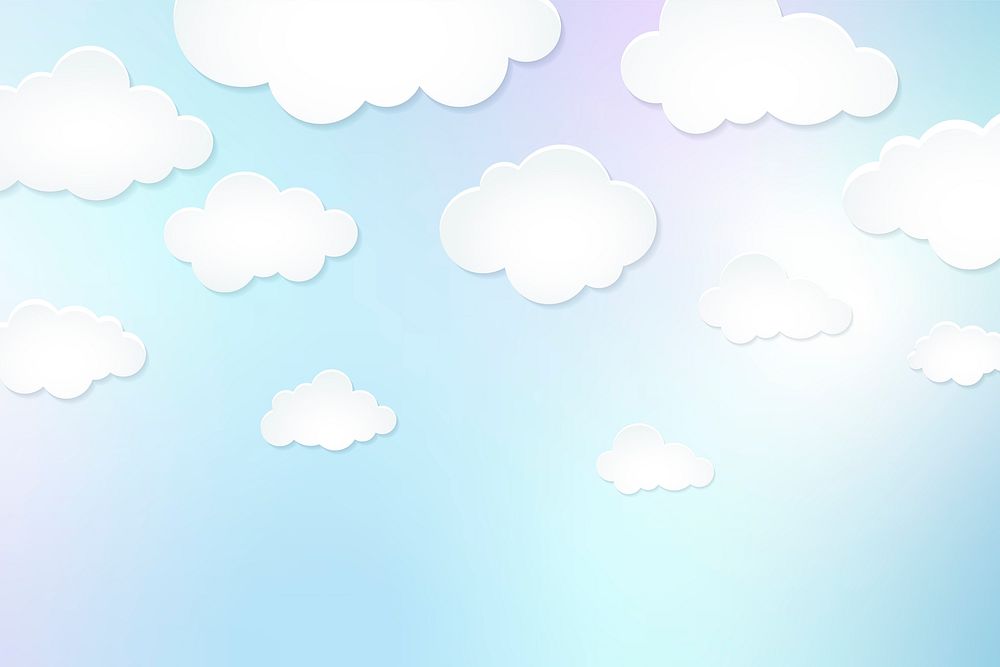 Cloud background, pastel paper cut design vector