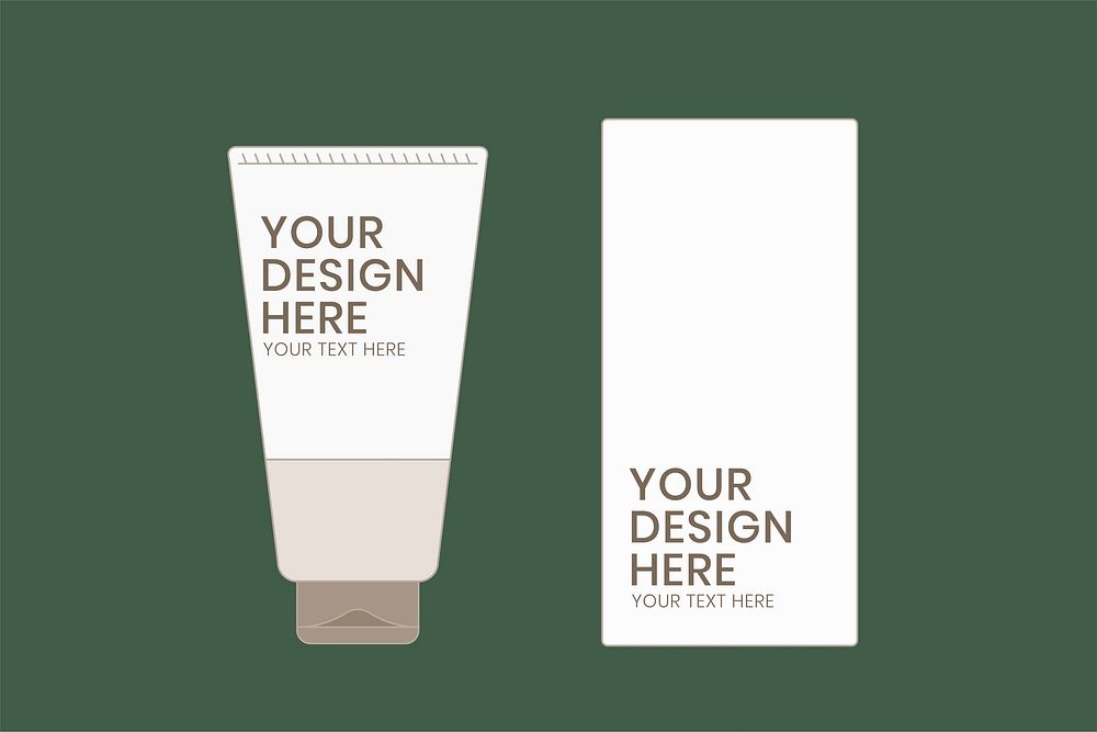 Skincare tube mockup, beauty product vector illustration