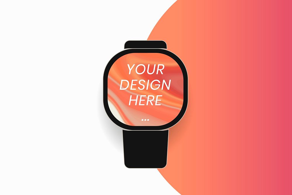 Smartwatch screen mockup, health tracker device psd illustration