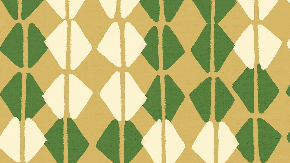 Geometric desktop wallpaper, block print pattern background in green