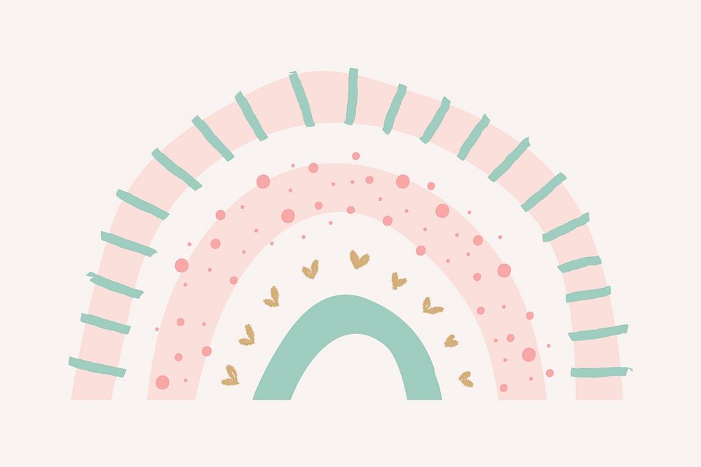 Pastel rainbow in cute doodle style psd