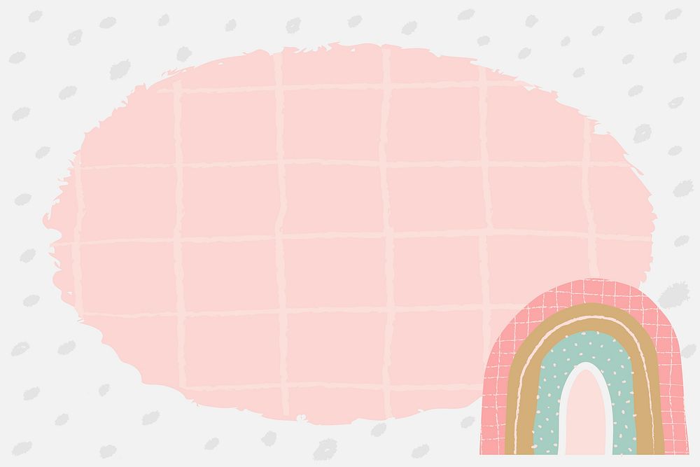 Pastel pink frame, cute doodle rainbow border vector