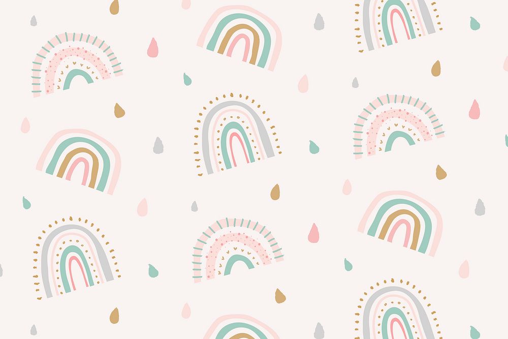 Cute doodle pattern rainbow background vector
