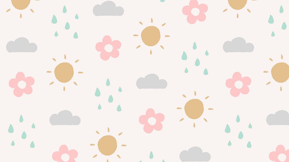 Rain pattern wallpaper, cute doodle desktop background vector