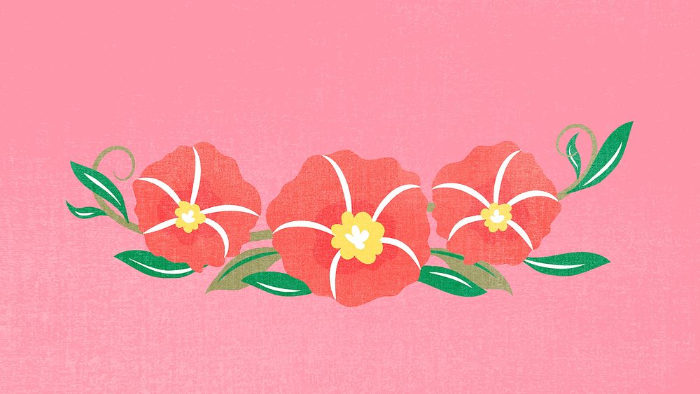 Flower divider, pink flat design sticker vector illustration