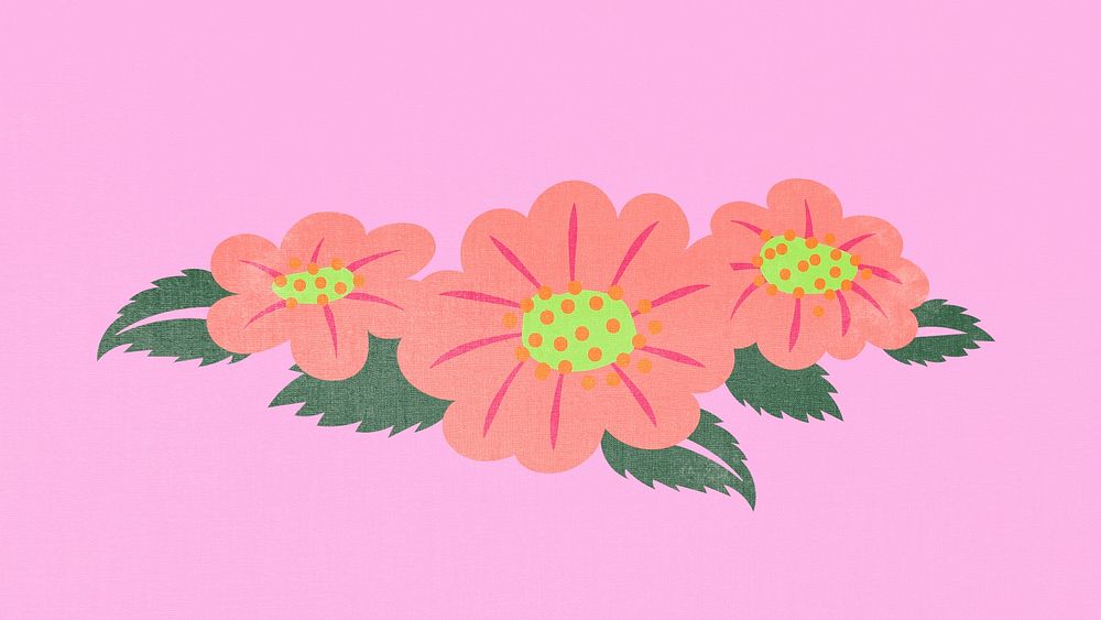 Flower divider, pink cute sticker psd illustration