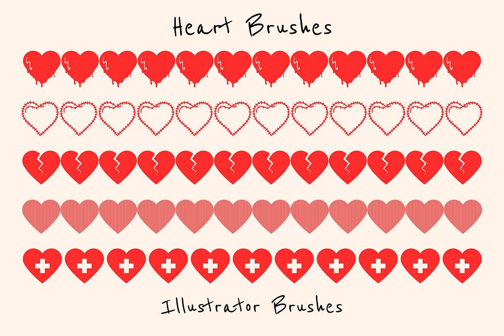 Heart pattern illustrator brush vector add-on set