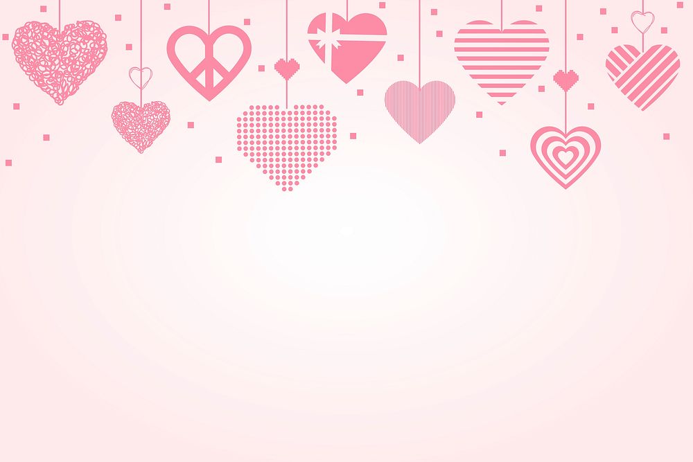 Pink heart border background vector, love graphic image