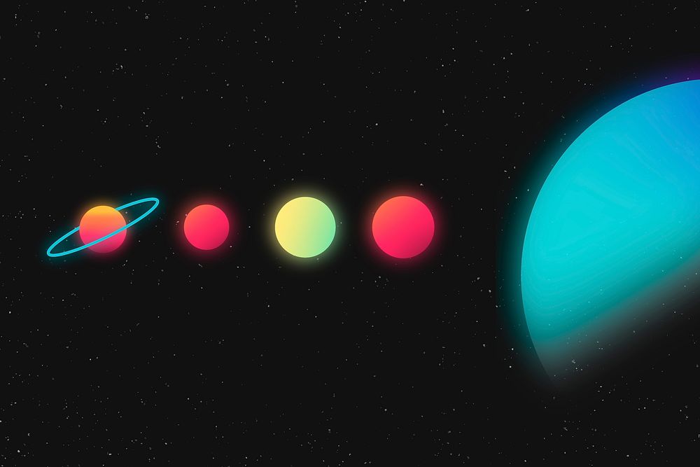 Solar system background, colorful neon glow gradient design vector
