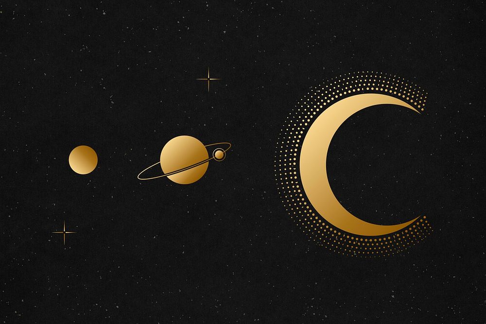 Gold space background, beautiful astronomy illustration psd