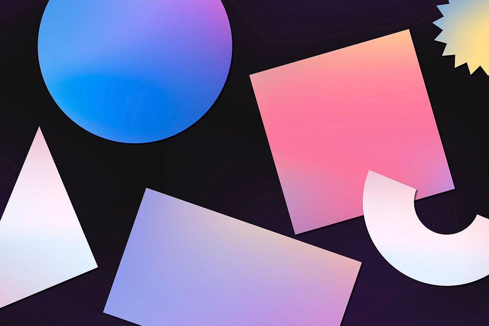 Abstract memphis background, gradient geometric shapes psd