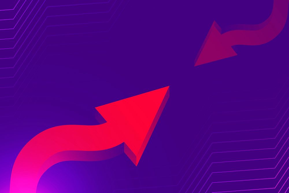 Abstract arrow background, purple gradient technology start up psd