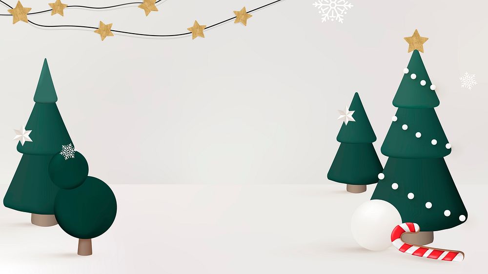 Festive Xmas computer wallpaper, Christmas tree and candy cane background vector