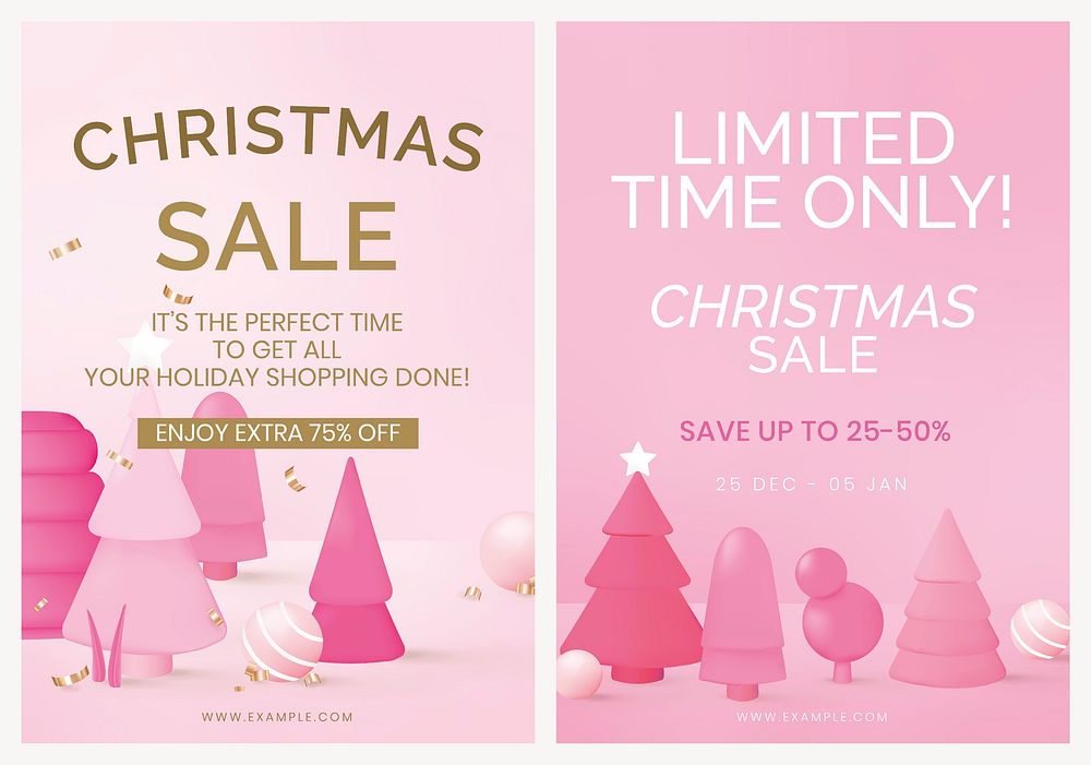 Christmas sale poster template psd set