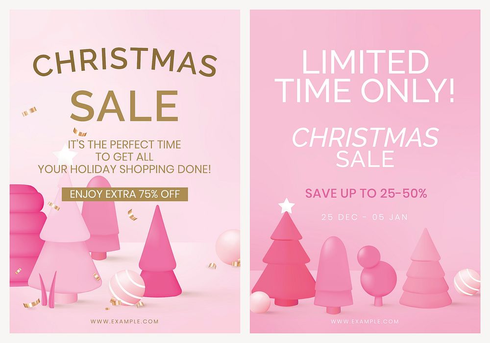 Christmas sale poster template vector set