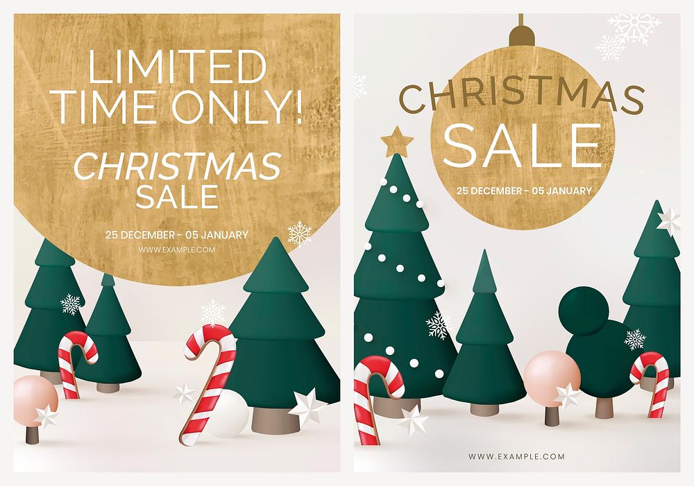 Christmas sale poster template vector set