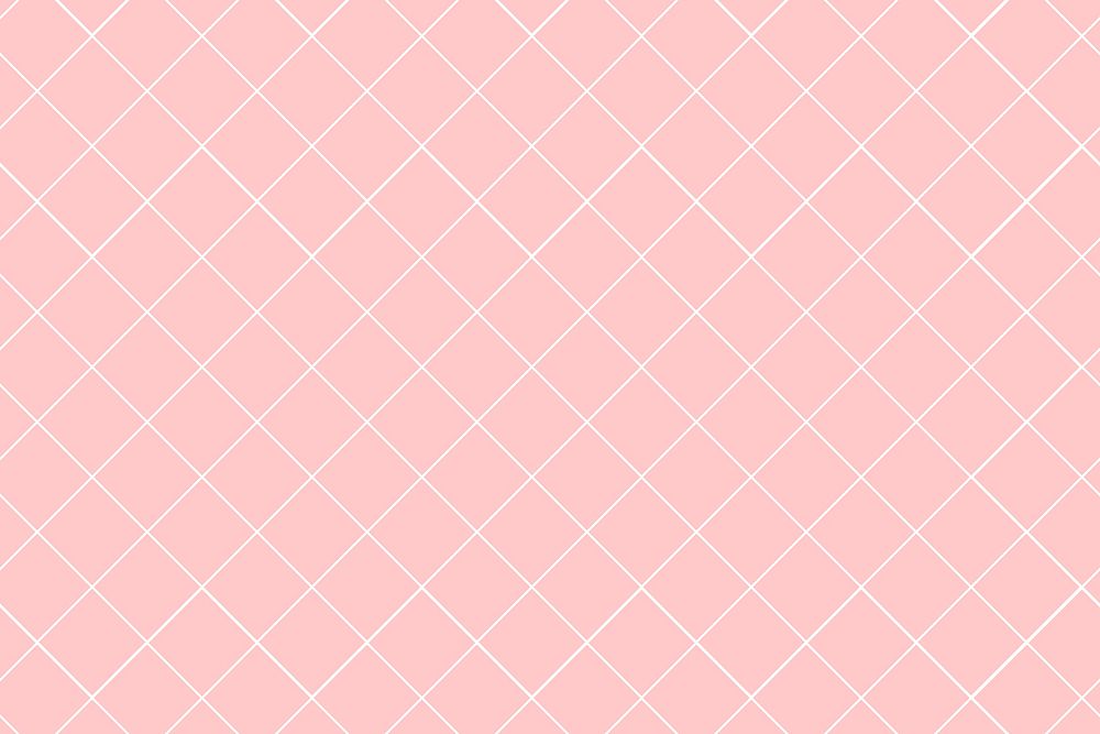 Cute pink background, grid pattern, pastel minimal design vector