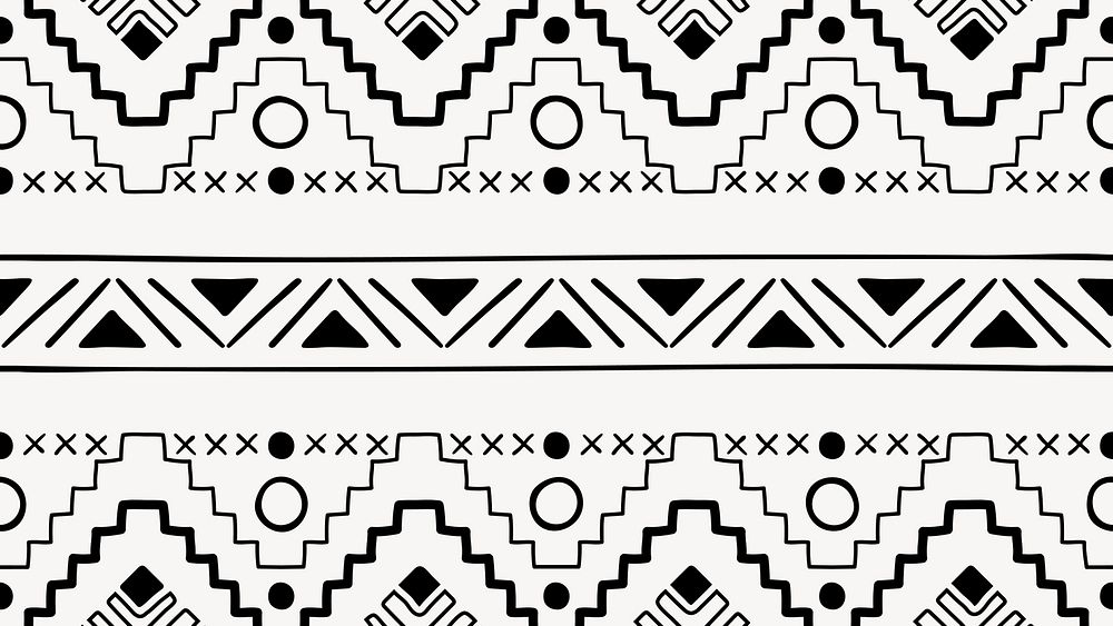 Tribal HD wallpaper, aesthetic aztec design, black and white geometric style
