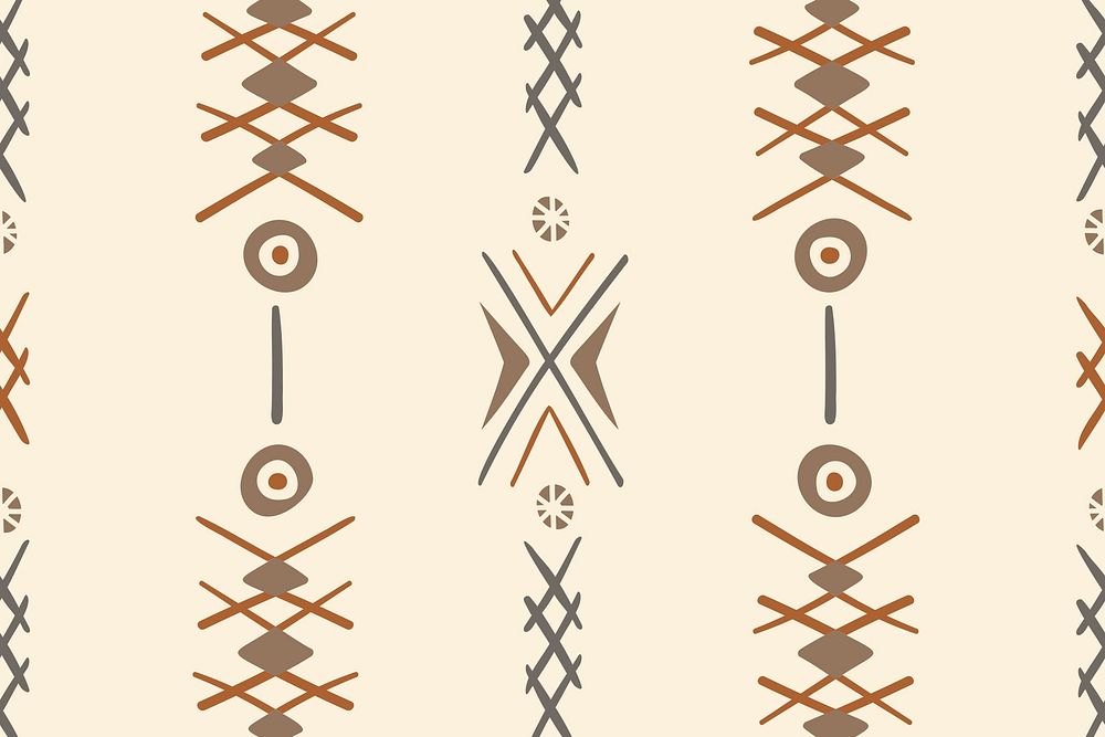 Tribal pattern background, beige geometric design