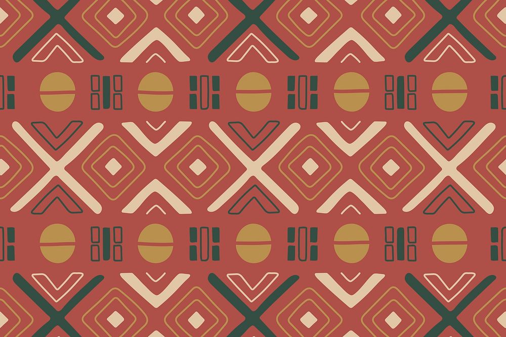 Pattern background, tribal aztec design, red geometric style