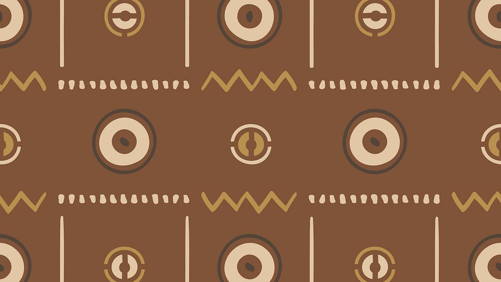 Aesthetic desktop wallpaper, ethnic aztec pattern design, earth tone geometric style