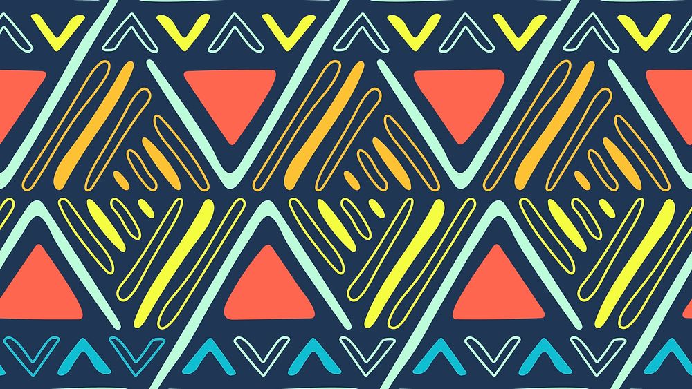 Tribal desktop wallpaper, aesthetic aztec design, colorful geometric style