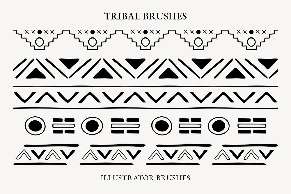 Tribal pattern illustrator brush, geometric design, vector add-on set