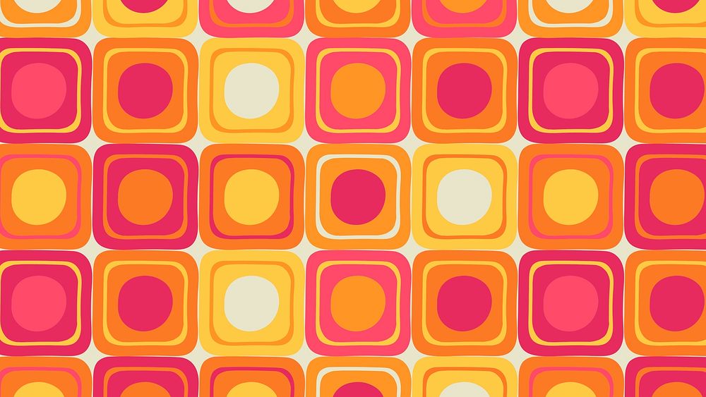 Retro colorful computer wallpaper, geometric square shape background
